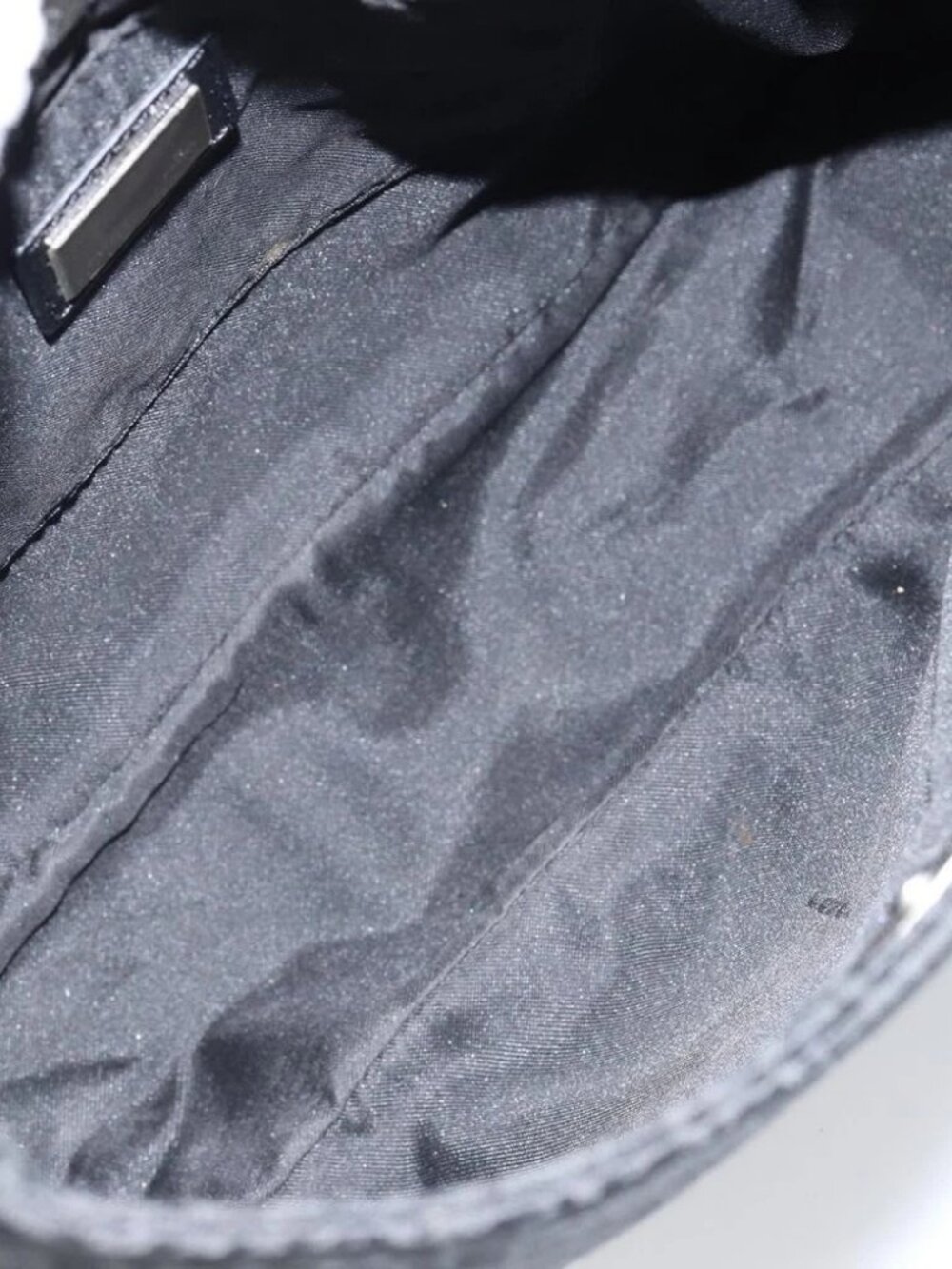 FENDI Zucchino Canvas Shoulder Bag Black Silver - Picture 14 of 16